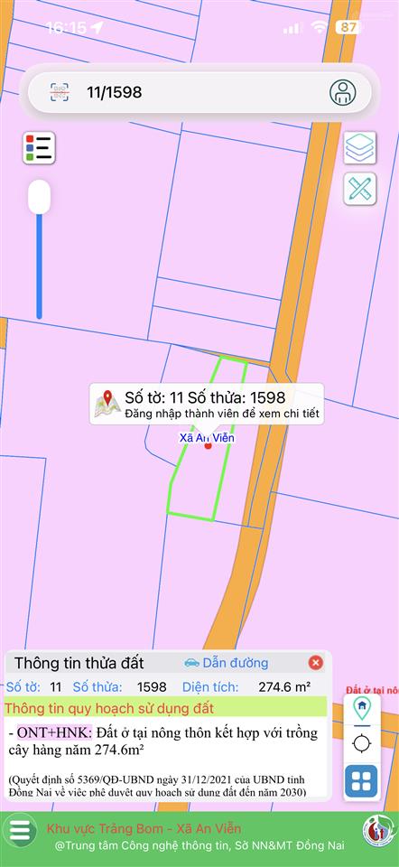Bán nhà thổ cư xã đồi 61 trảng bom, 274,6m2, sổ riêng, mặt tiền 5,46m chỉ 1,7 tỷ thương lượng