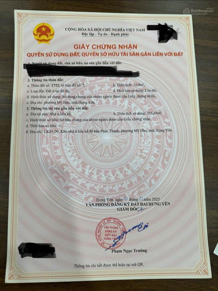 Giảm giá 500tr  bán nhà liền kề 4 tầng  dự án phúc thành 3, mỹ hào, hưng yên