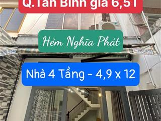 Nhà 4 tầng 4pn  3 wc hẻm 5m nghĩa phát giá 6,5t tl . vũ lộc phát 0934 033 ***