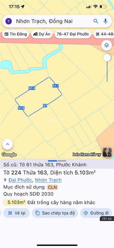 Chính chủ bán đất nhơn trạch, phước khánh, vĩnh thanh đồng nai
