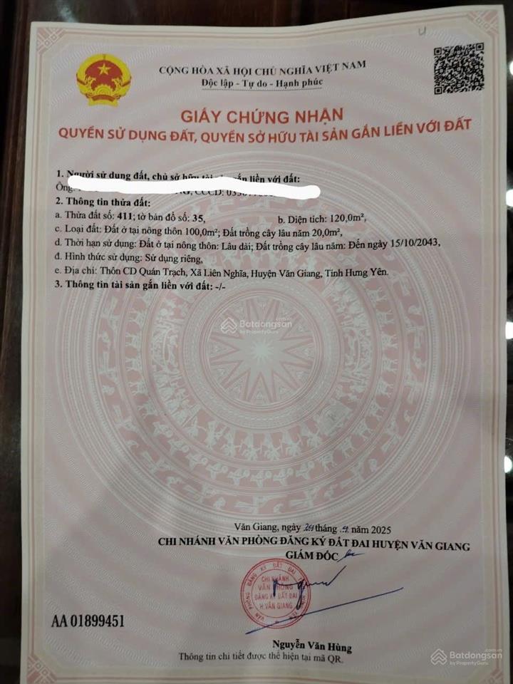 Rẻ nhất thị trường giá chỉ 20tr/m2 bạn sở hữu ngay lô góc tại xã văn giang, hưng yên