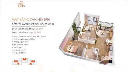 Bán căn 2pn the sola park vinhomes smart city 54m² tầng 23, đón sóng tuyến metro tương lai, 5,1 tỷ