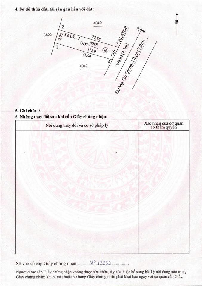 Cần bán nhanh lô đất 112m2, gần trường đại học việt đức  giá 1 tỷ 4