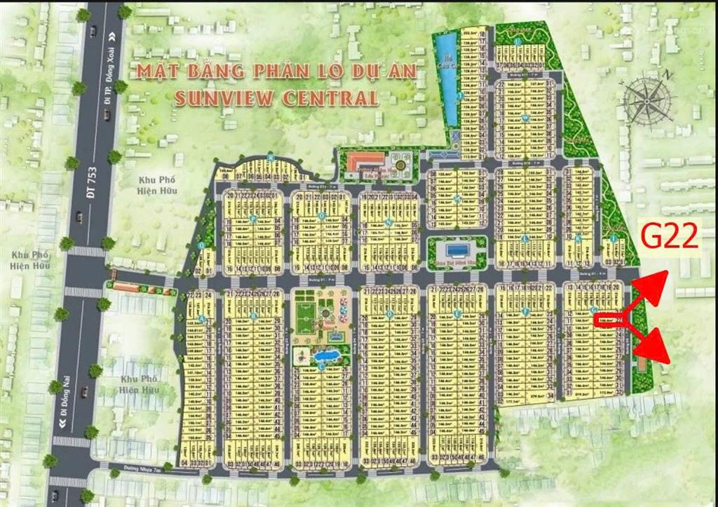 Đất nền 150m2 dự án sunview central đồng nai