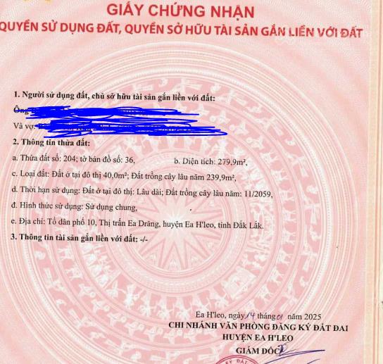 Chính chủ bán đất ea drăng, đăk lăk