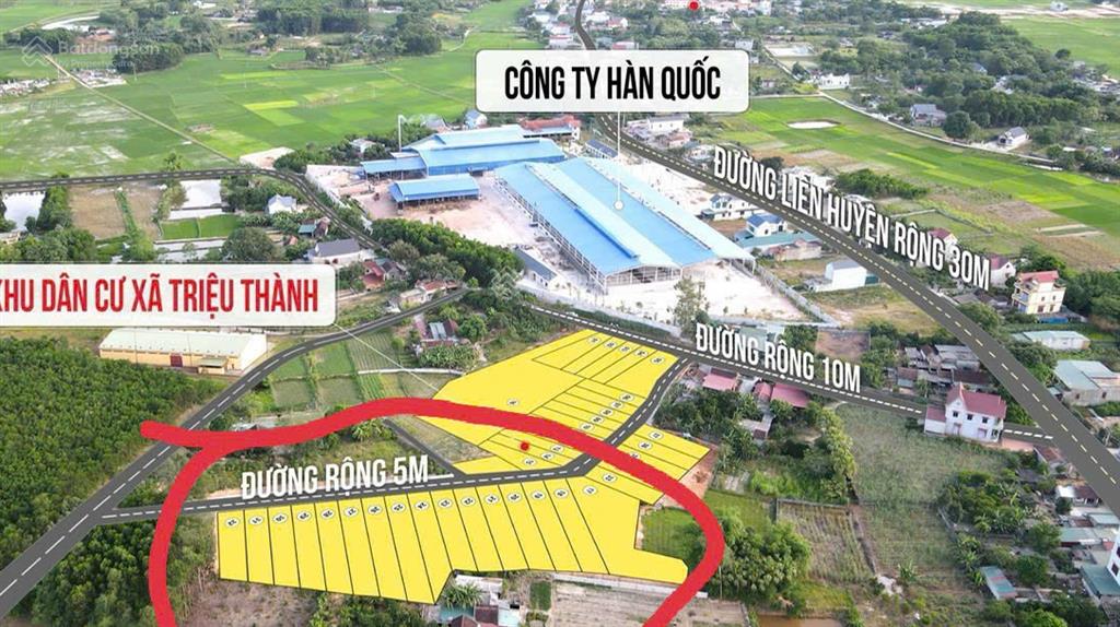 Lô đất 244m2, mặt tiền 6m nở hậu ngay sau công ty lớn, thuộc đô thị sim, giá 395tr