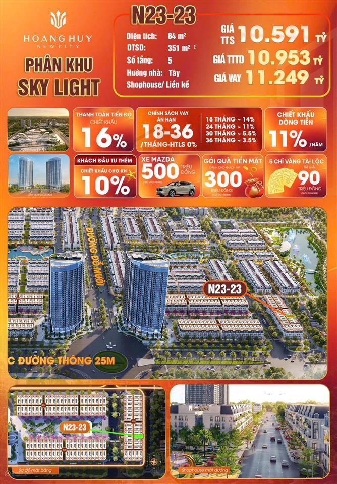 Bán căn mặt đường trục thông sang vũ yen giá cực chất 14,592 tỷ, diện tích 90m2