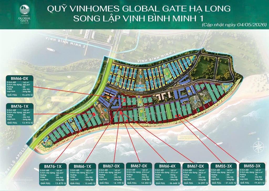 Bán bt tại vinhomes global gate hạ long, giá cực chất 12 tỷ, 162m2, view đẹp