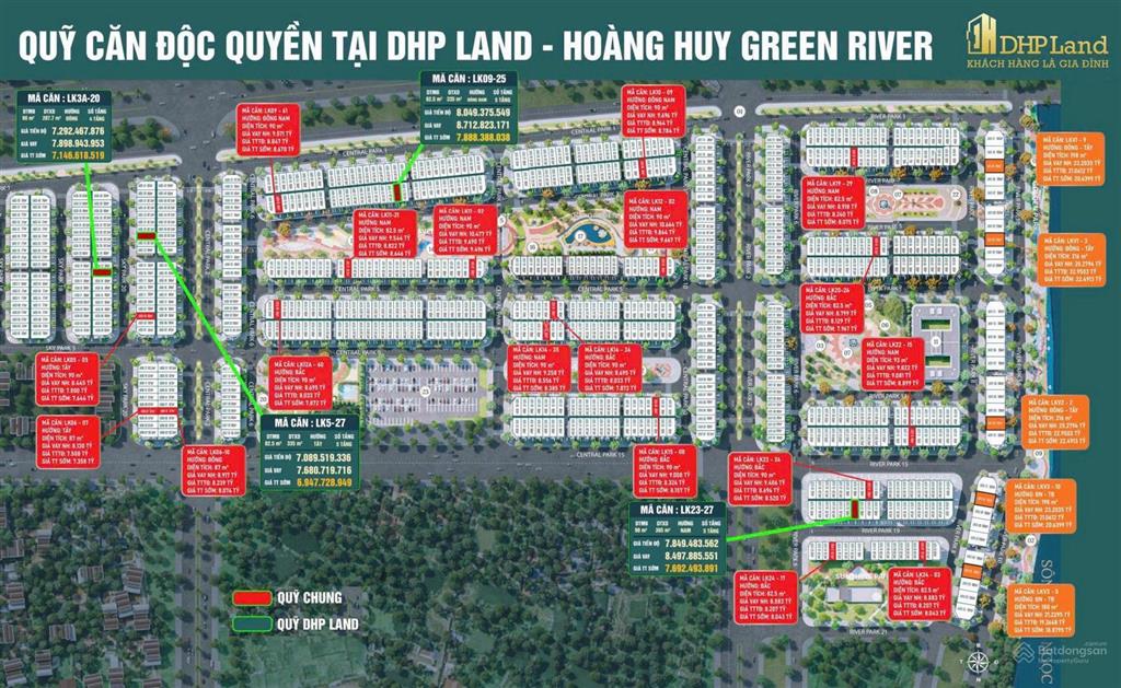 Bảng hàng các căn bt, liền kề đg bán tại hoàng huy green của cdt giá chỉ tu 5,x tỷ
