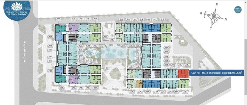 Bán căn t8 3 phòng ngủ 93m2 cc vũng tàu pearl, trung tâm bãi sau view tháp tam thắng.  e yến