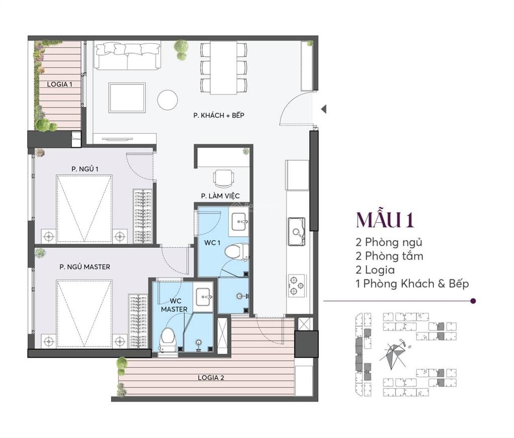 Chủ ngộp bank căn 2 ngủ 83m2 giá 5ty7