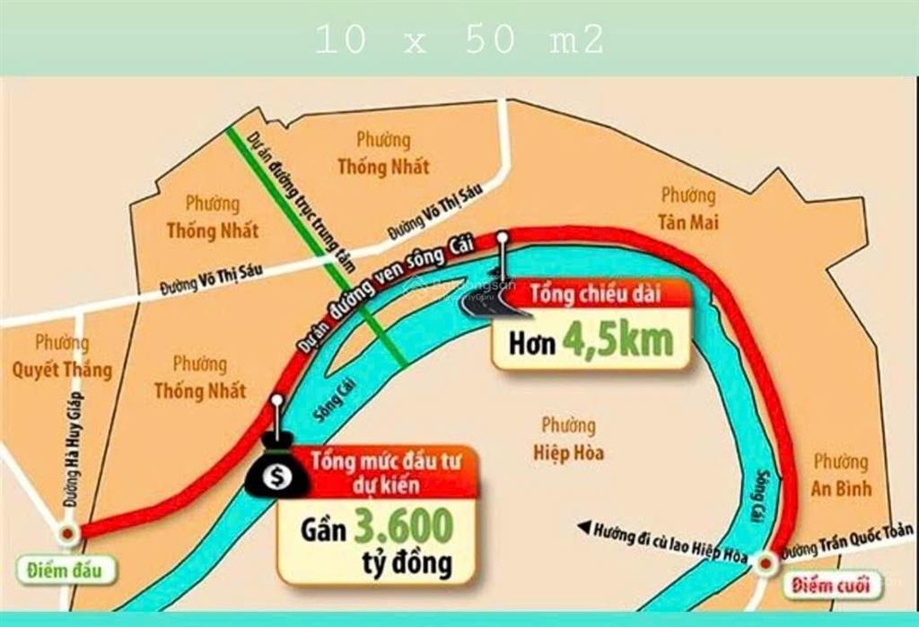 450m2 mặt tiền trung tâm biên hòa, vị trí nằm giữa khu vip d2d nối liền cù lao ngọc hiệp hòa
