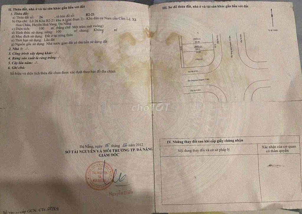 Bán đất đường 10.5m Trần Tử Bình, Hoà Xuân sát góc ngã tư Mẹ Thứ