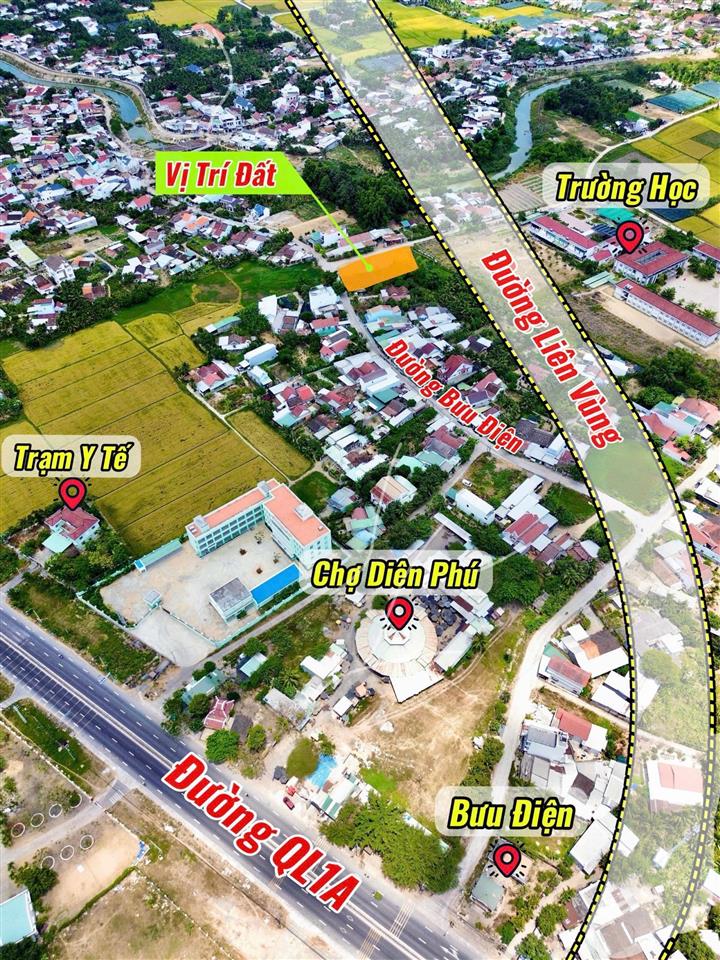 Bán lô đất full thổ mặt đường bưu điện và đường mương tháo  diên phú diên khánh giá 1 tỷ 110