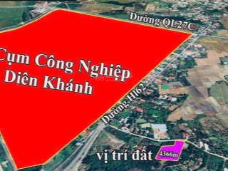 Bán đất đường mương hai diên hoà diên khánh đối diện cụm công nghiệp diên thọ giá 1,6 triệu/m