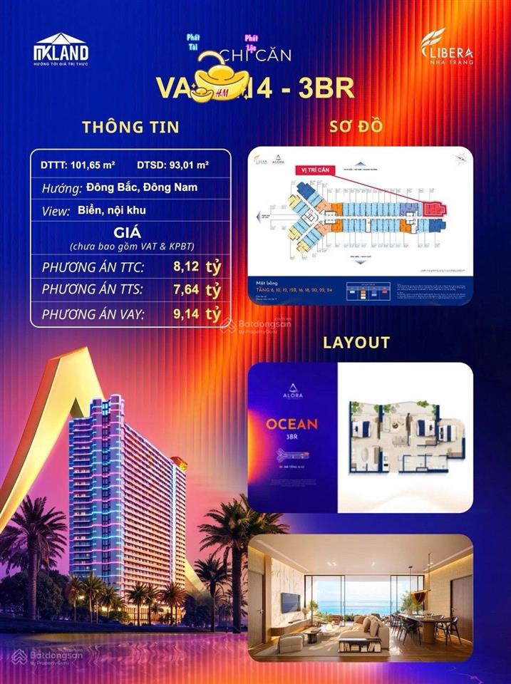 Căn alora 3pn tựa như penthouse view biển tầng cao