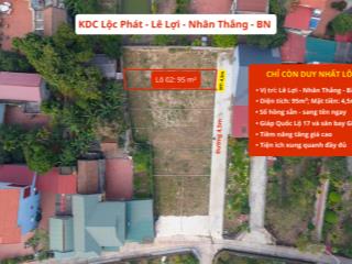 Lô 02 kdc lộc phát  lê lợi  nhân thắng  bắc ninhgần ql 17 + sb gia bình