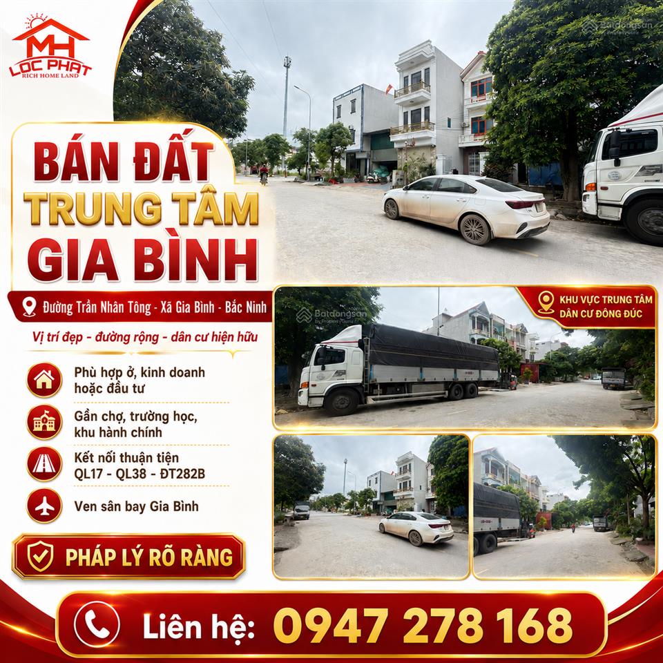 Bán đất đẹp đường trần nhân tông, trung tâm xã gia bình, tỉnh bắc ninh 0986 287 ***