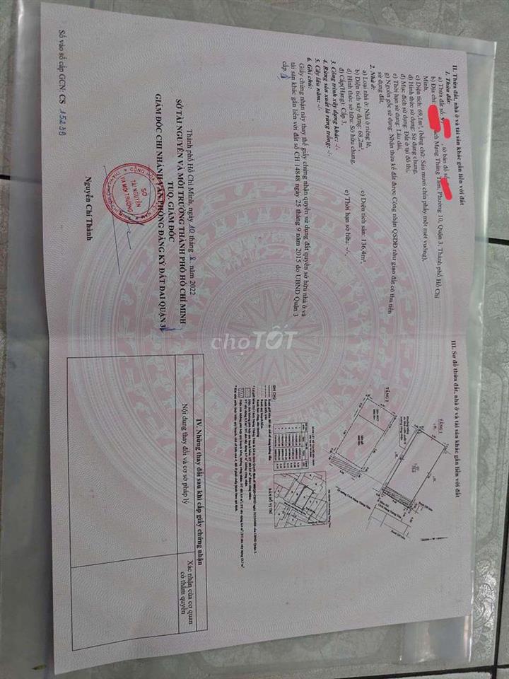 CẦN BÁN NHÀ NGAY TRUNG TÂM Q3