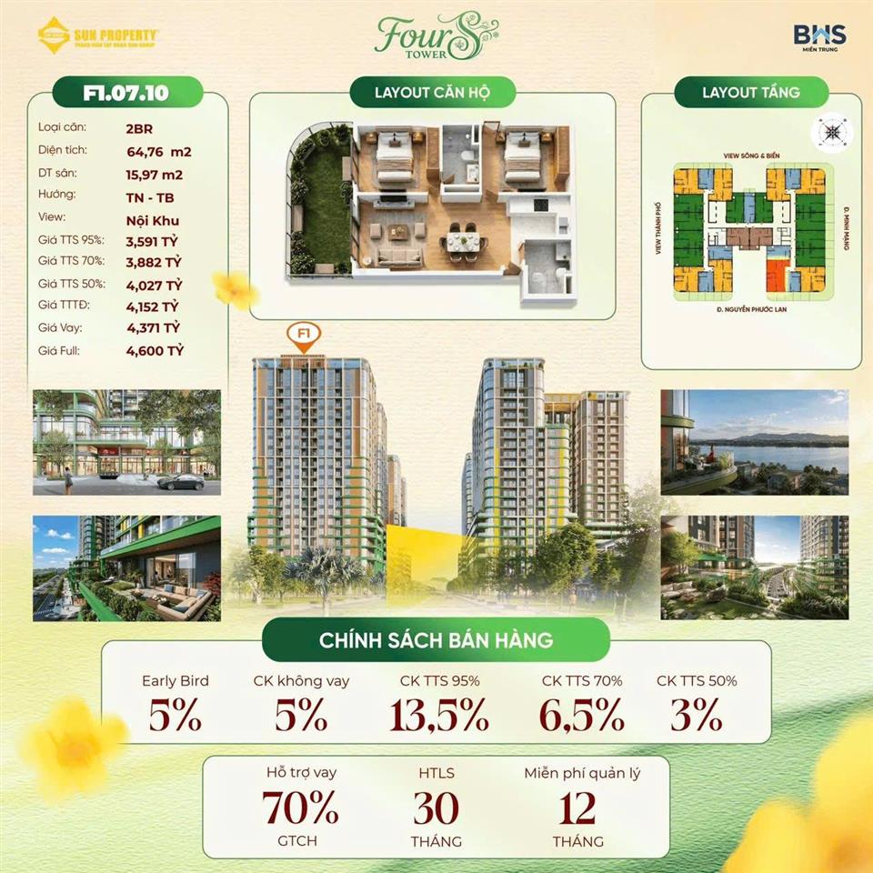Chỉ với 2 tỷ sở hữu ngay căn hộ vip hoà xuân  view sông, biển đà nẵng