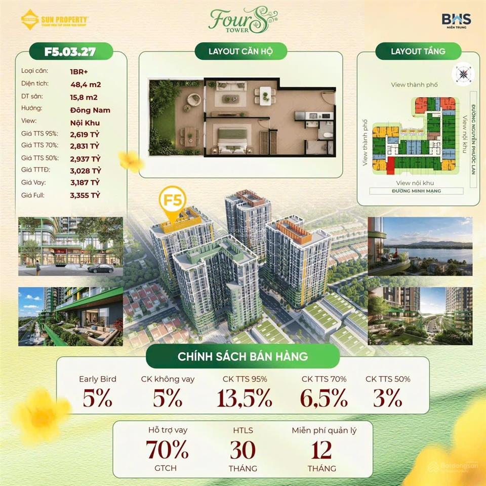 Chỉ với 2 tỷ sở hữu ngay căn hộ vip hoà xuân  view sông, biển đà nẵng