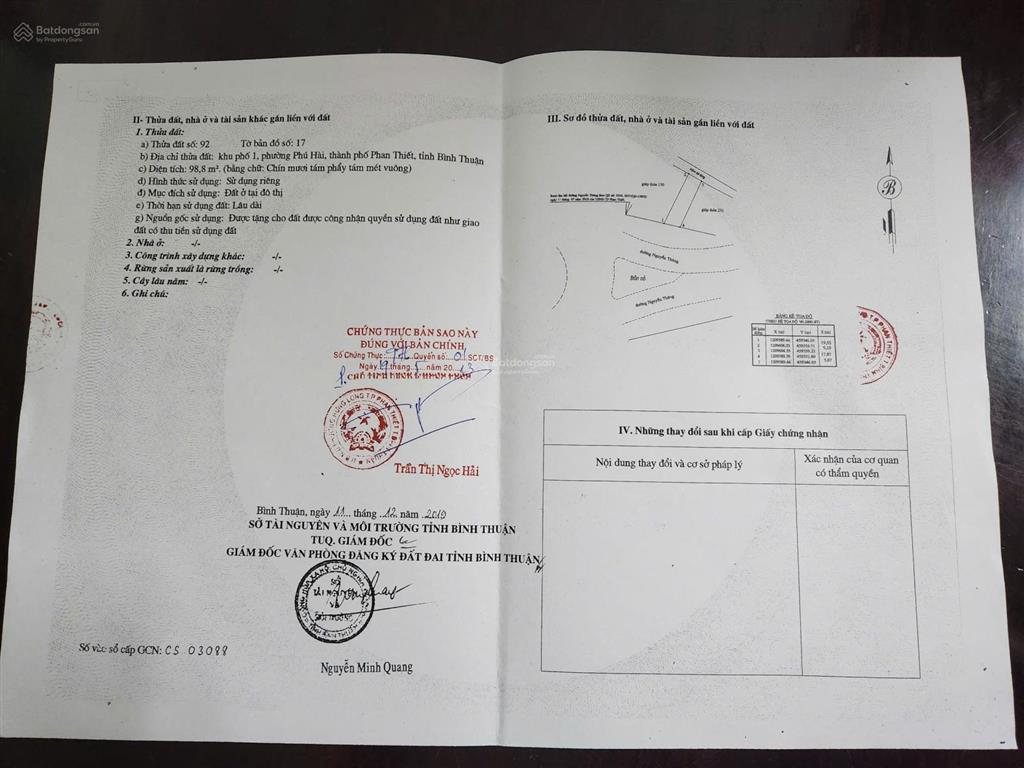 Chính chủ gửi bán gấp lô 99m² thổ cư, đầu đường nguyễn thông, phan thiết, chỉ 3,6 tỷ