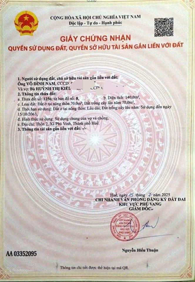 Bán lô đất ngay trung tâm vinh thanh gần biển dân cư đông đúc, ngang 7m rộng rãi