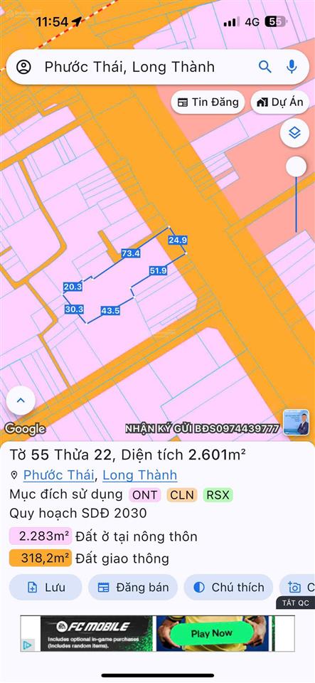 Bán đất mặt tiền quốc lộ 51, phước thái, long thành, đồng nai