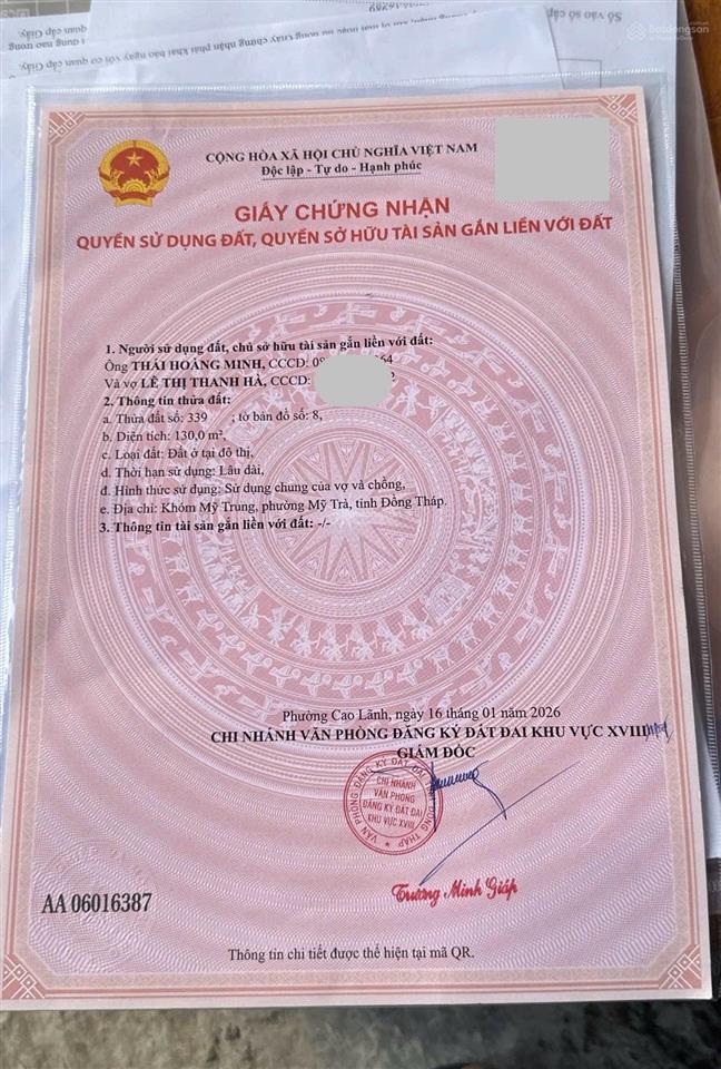 Chính chủ bán nhà 2 mặt tiền vị trí đẹp, khóm mỹ trung, phường mỹ trà.  0853 839 ***