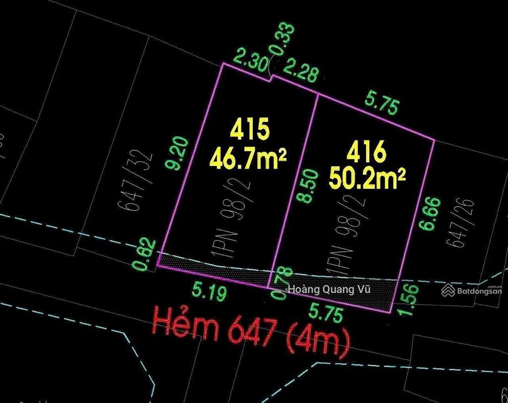 Đất trống hẻm thông 3m lạc long quân, 5.2x9m, cn 46.7m2, xây 2 lầu + tum, giá 4.29 tỷ