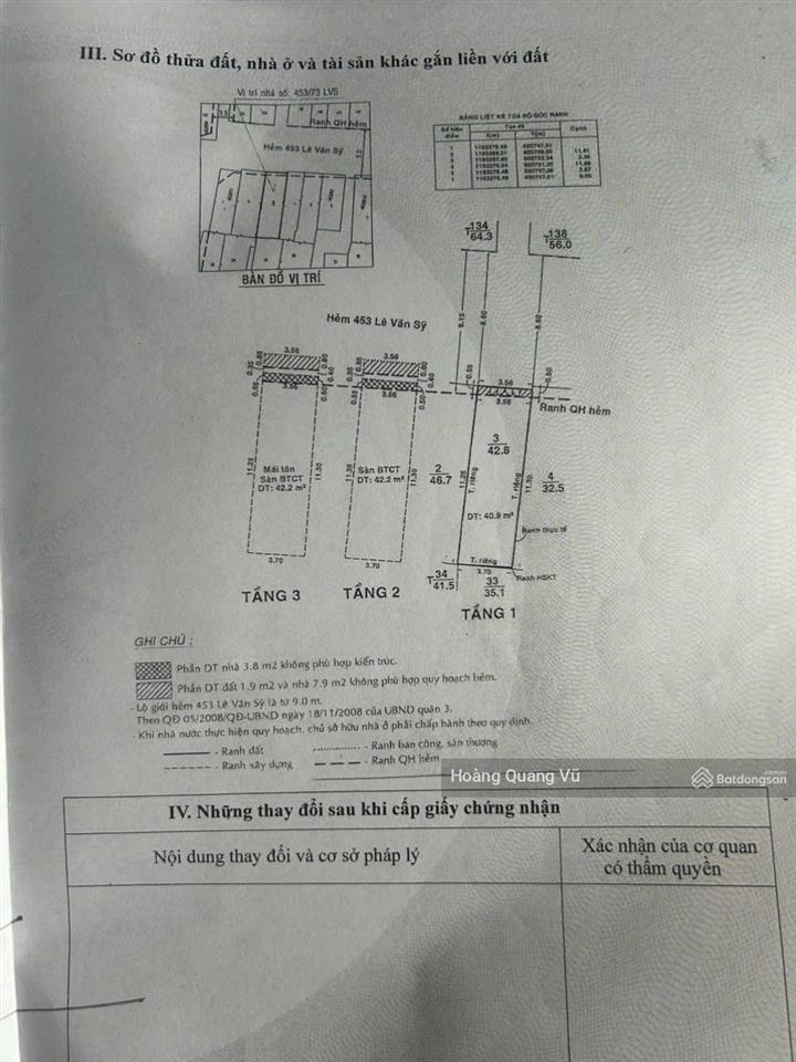 Hxh 453/73 lê văn sỹ p12 q3, 3.7x12m, 41m2, 3 tầng, giá 10.5 tỷ