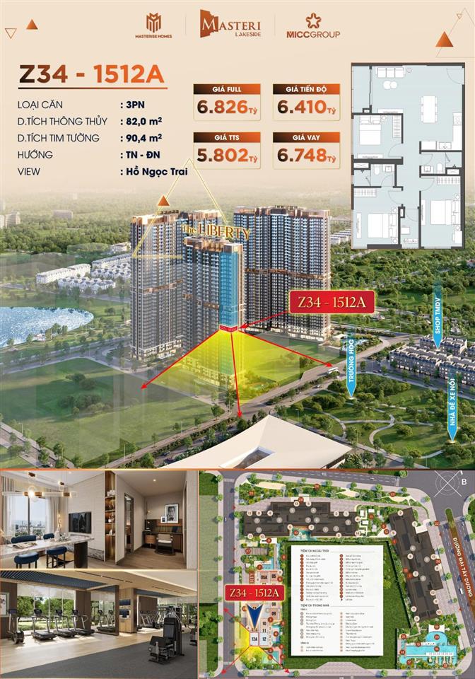 Chính chủ bán căn hộ chung cư hoa hậu ocp1 3pn masteri lakeside ~ 79 triệu/m2