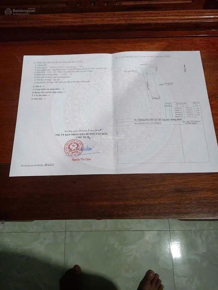 Bán lô đất 5,5x21m mặt tiền đường dh76, thôn phú thuận, xã hòa mỹ đông. giá 1,7 tỷ