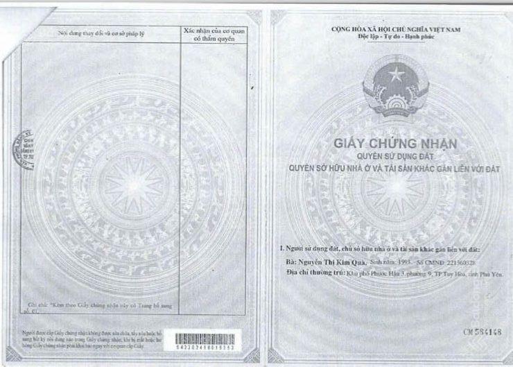 Bán lô đất 100m2 đường nguyễn trung trực, phường tuy hòa. giá rẻ 1,6 tỷ