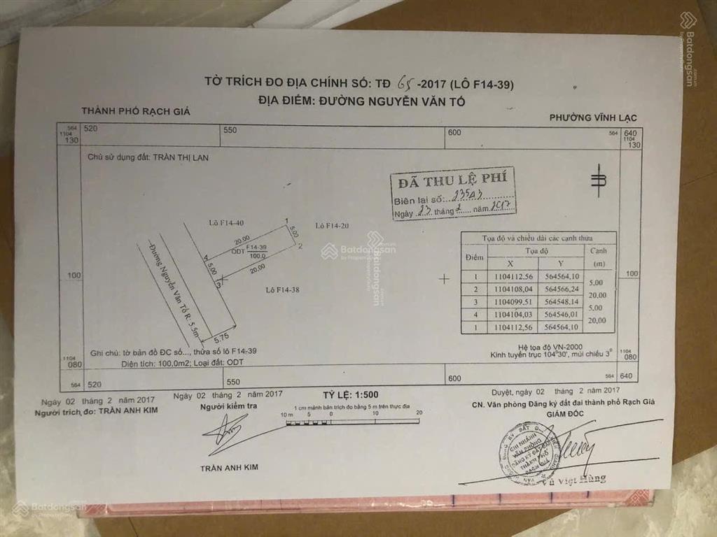 Bán gấp đất nền đẹp tại nguyễn văn tố, phường vĩnh lạc, rạch giá, kiên giang, 2,35 tỷ, 100m2