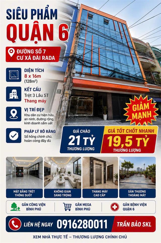 Hàng ngon mt cư xá rada ngang 8m có thang máy chỉ 19,5 tỷ