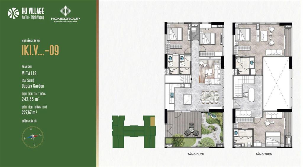 Bán iki village căn hộ 126  349 m2 sân vườn riêng ven sông | 5,1ha chỉ 424 căn | vành đai 3