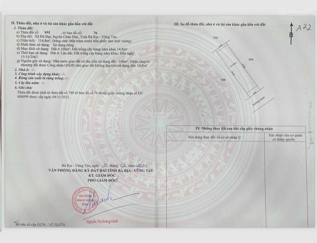 Chính chủ ngộp 50% chỉ 739tr giá bán đất nền đá bạc kcn vingroup châu đức.  thêm 0975 571 ***