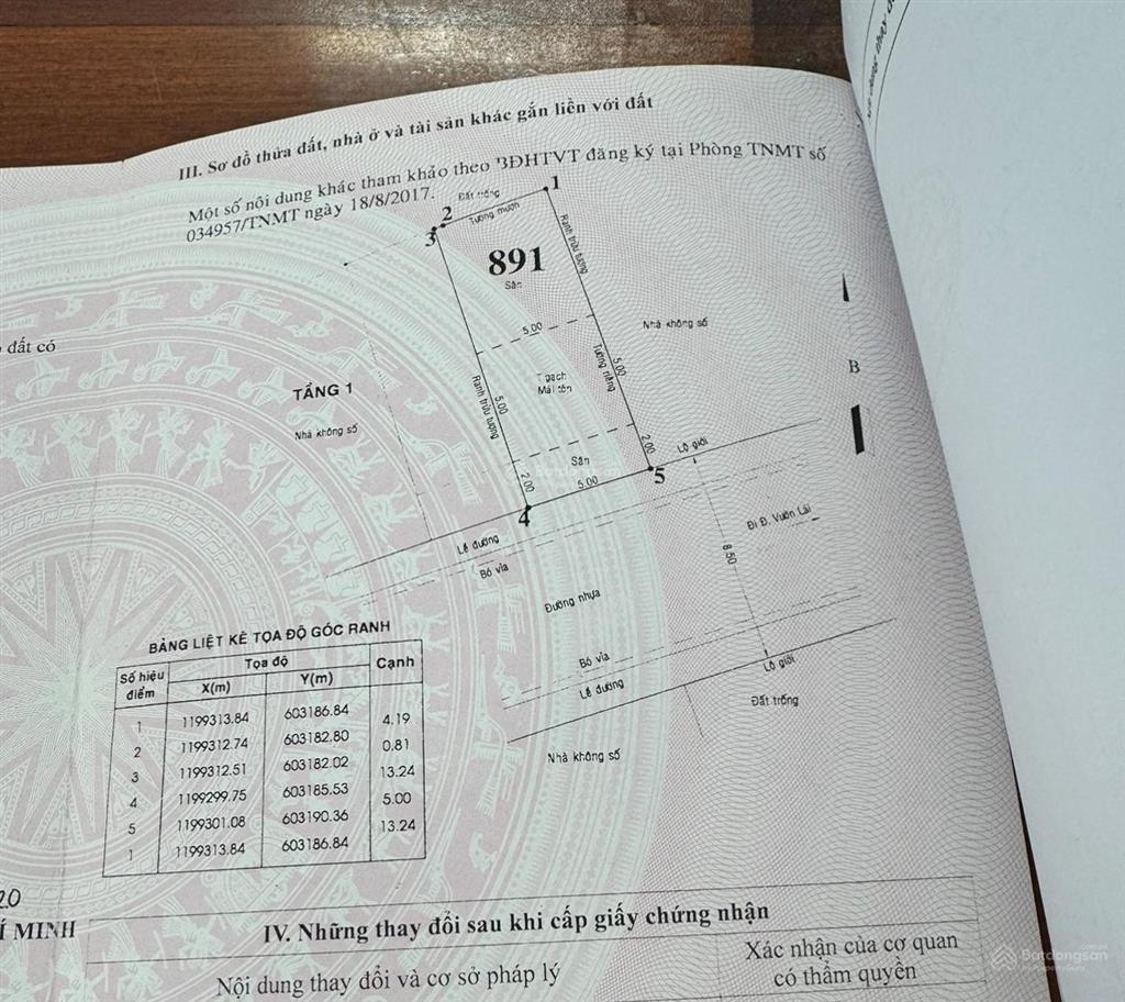 Bán đất 5 x 14, khu bàn cờ, vườn lài an phú đông. cách bờ kè 900 m, đường lớn. giá 7,2 tỷ tl