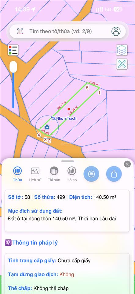 Bán đất 1/ đường trần phú, p. nhơn trạch tp. đồng nai 140m2, mt 5m, cách vòng xoay bến cam 200m
