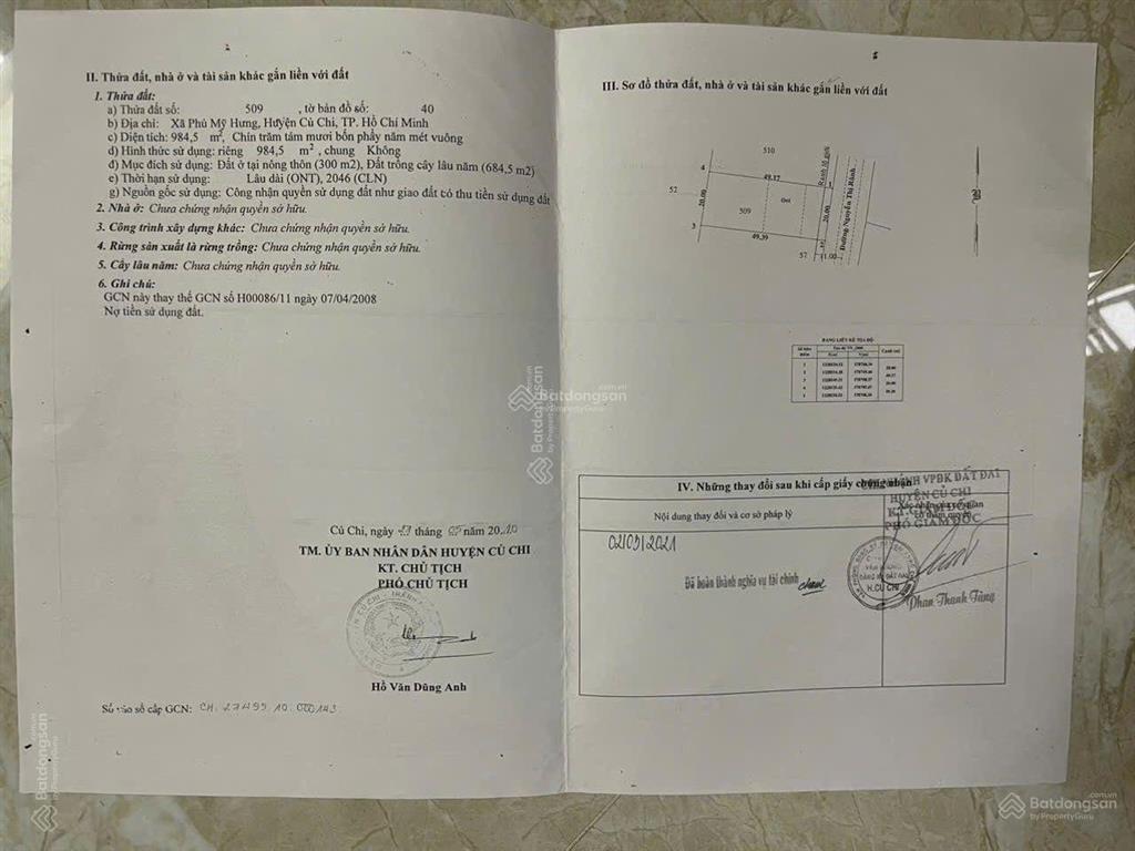Giảm 5tỷ lô đất đẹp sd 1000m2 mặt tiền nguyễn thị rành, phú mỹ hưng, củ chi 20x50m, giảm còn 7.3 tỷ