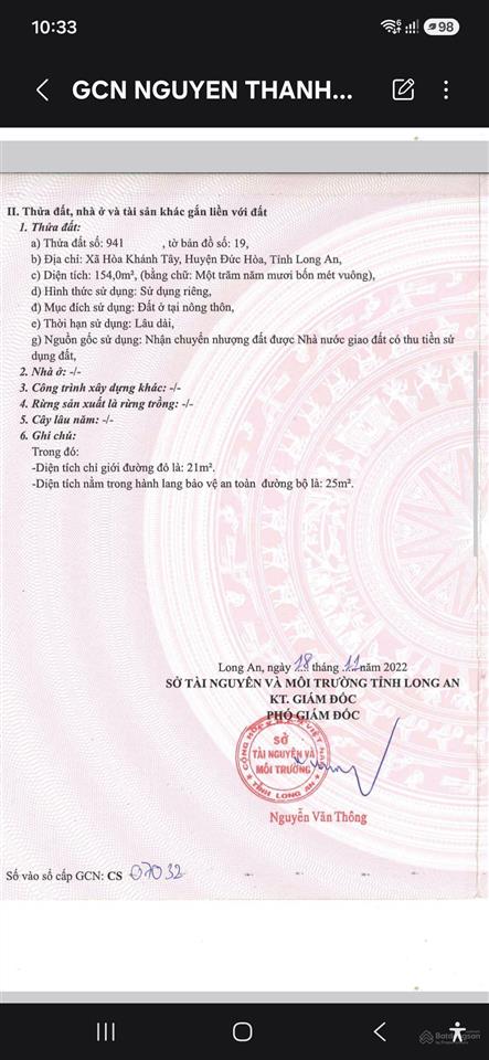 Bán đất tại xã hoà khánh tây, 891 triệu, 154m2, mặt tiền 5m, pháp lý đầy đủ, tốt