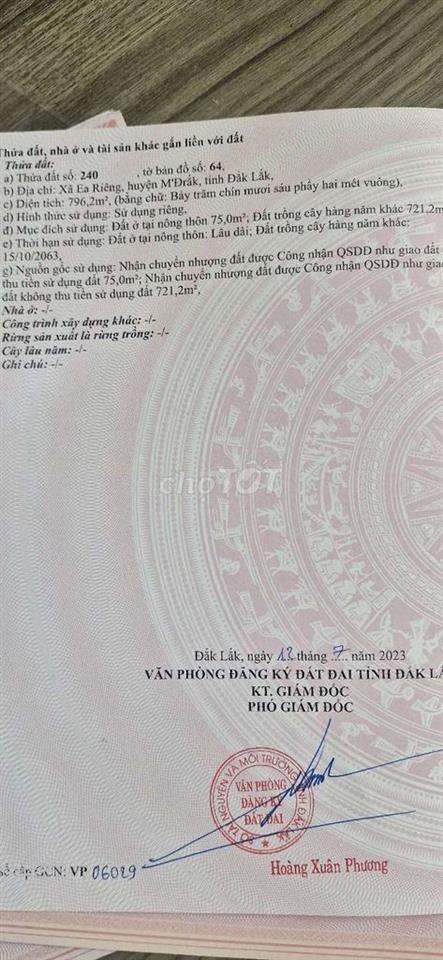 Cần bán 2 lô đẩt tại xã Ea Riêng, tỉnh Dak Lak