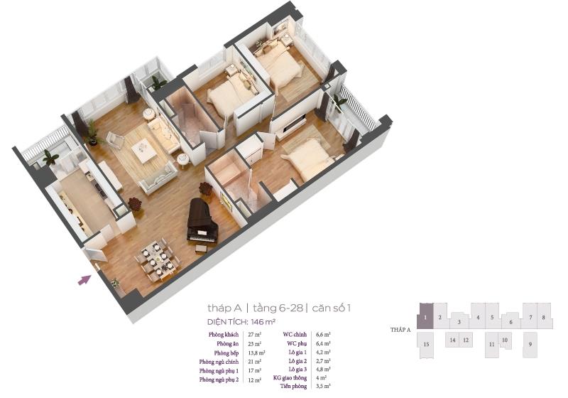 Cho thuê cc hồ gươm plaza, 11,5 triệu vnd, 65m2, 2pn, 2wc, giá tốt hot!