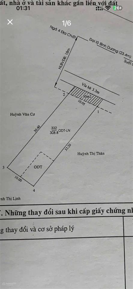 Bán đất mặt tiền ql13, phú thọ, gc. diện tích 10x30m có 150m2 thổ cư vị trí kinh doanh buôn bán.