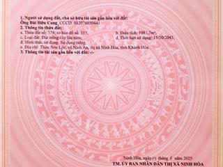 Cần bán gấp đất ninh an 2081,7m2 quy hoạch 2 mặt tiền đường lớn có sẵn 1000m2 thổ cư