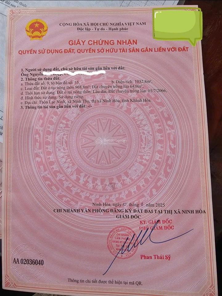 Cần bán gấp lô đất đường nhựa đẹp có 968,8 m đất ở