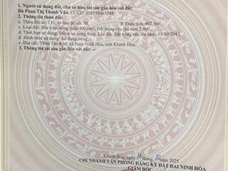 Cần bán gấp đất mặt tiền đường quốc lộ ngay trung tâm ninh hoà