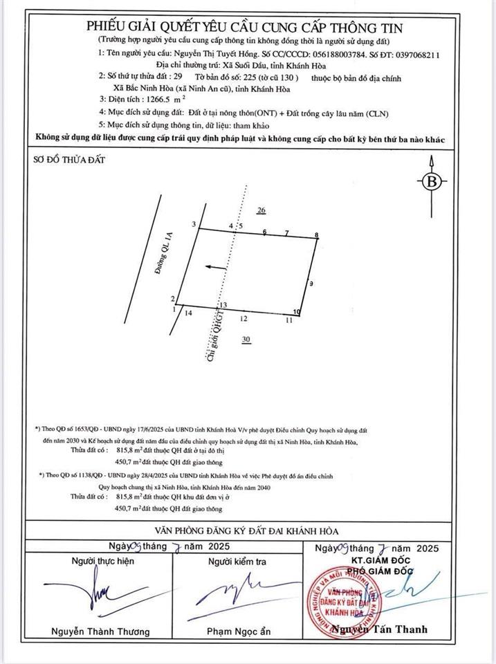 E cần bán mảnh đất mặt tiền đường 30m tại ninh an ninh hòa