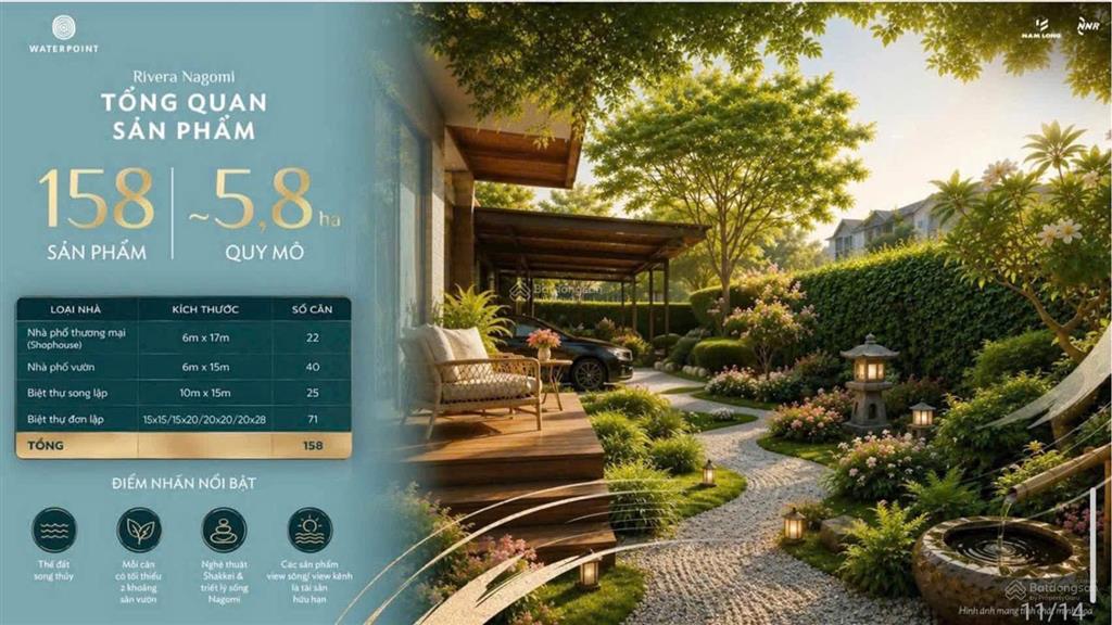 Booking nhà phố vườn waterpoint 3,8 tỷ/căn, 4 phòng ngủ, 3 toilet. có trực tiếp nam long 2026